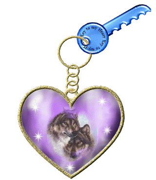 porte-clés scintillant coeur-loup